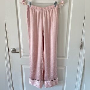 Victoria’s Secret Satin Script Pajama Pants, S | Pink with Black Piping 🎀